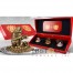 Rwanda Lunar Year of the Monkey 3D Sculpture Panorama 2016 Silver Three Coin Set 1500 Francs Yellow & Red Gilded and Antique finish 3 oz